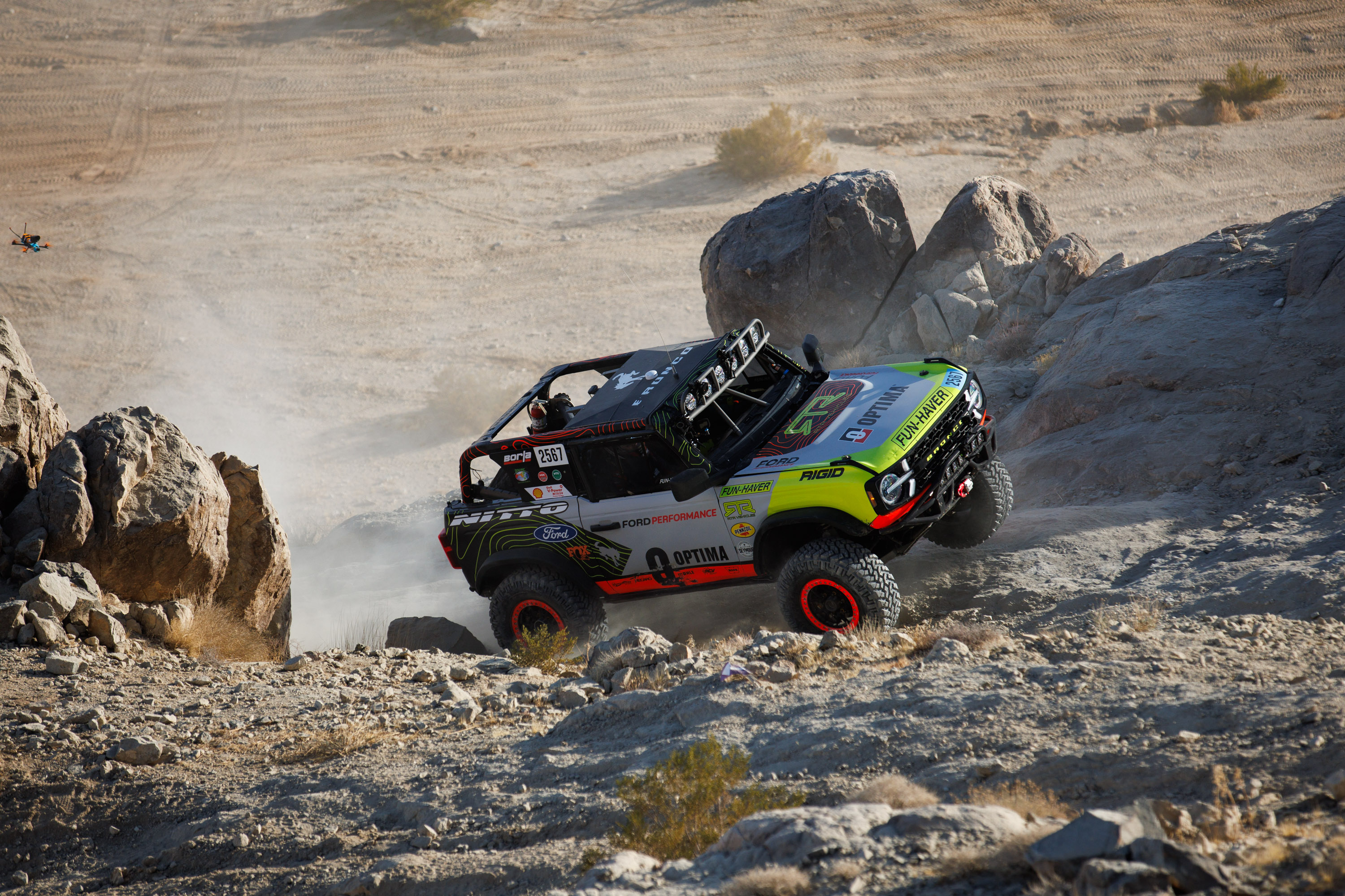 Ford Performance continued its success at the 2025 King of the Hammers as the Bronco 4600 race truck once again swept the podium in the 4600 Stock Class of the Every Man Challenge. 